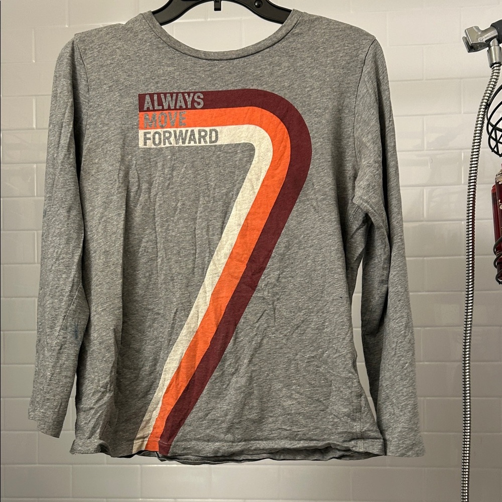 Gray Long Sleeve Shirt with Retro Design